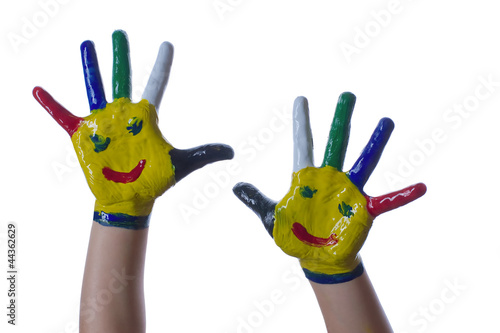 Colorful child's hands