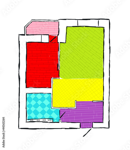 Plan of apartment, hand drawn sketch vector illustration
