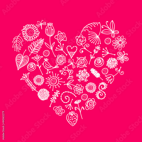 Floral ornament heart shape for your design