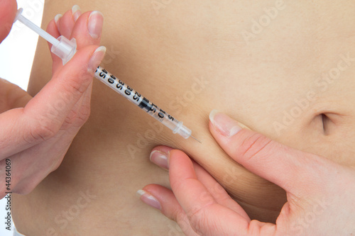 Insulin Diabetes patient make a subcutaneous injection photo