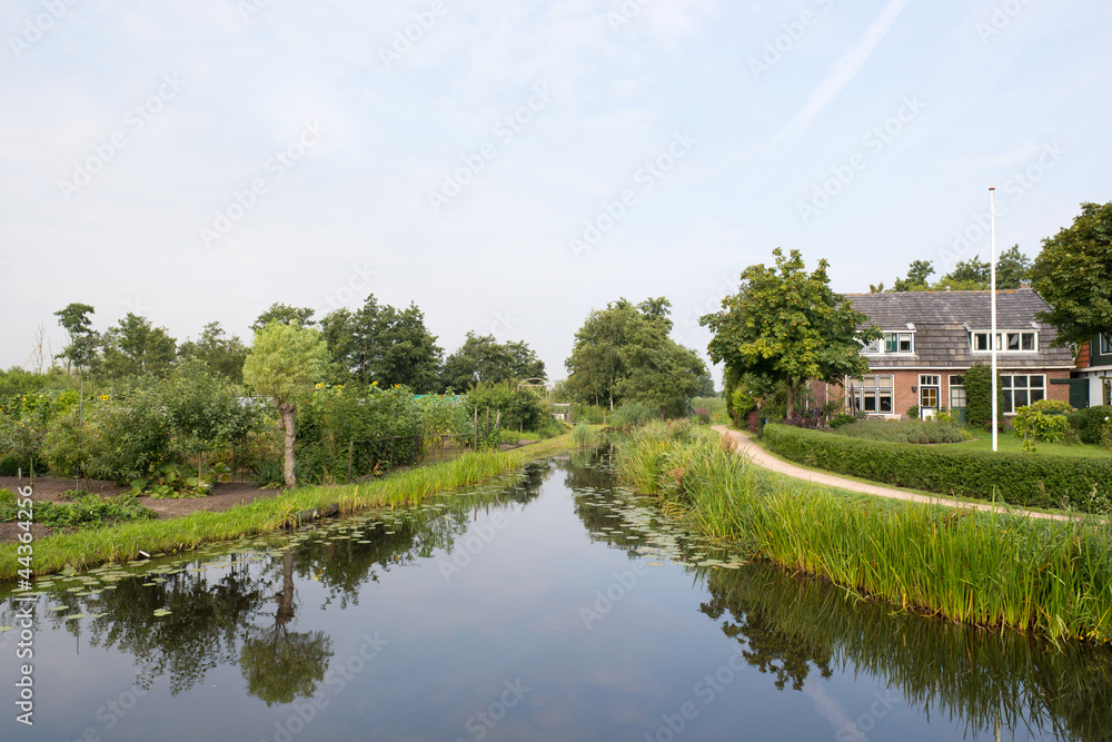 Ditch in Dutch landscape