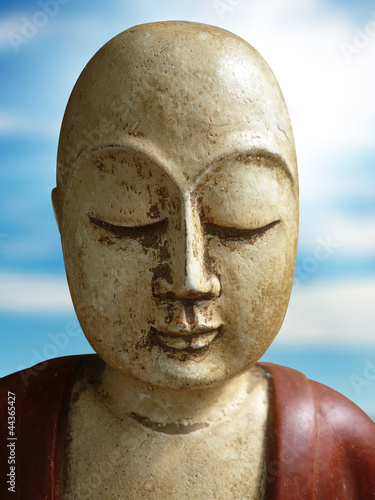 bouddha, sculpture, tête, visage, bois, zen, méditation, photo