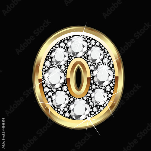 0 number gold and diamond bling