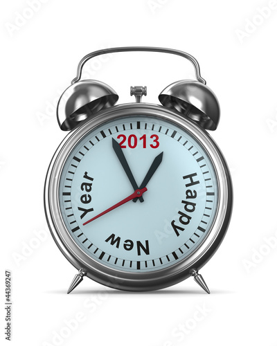 2013 year on alarm clock. Isolated 3D image