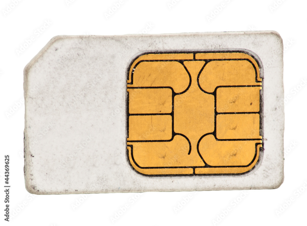 Sim card on a white background Sim card on a white background