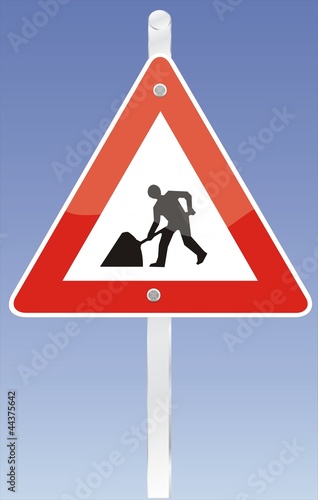 panneau attention travaux