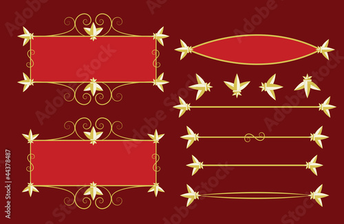 set of frames and dividers with royal lily vector illustration