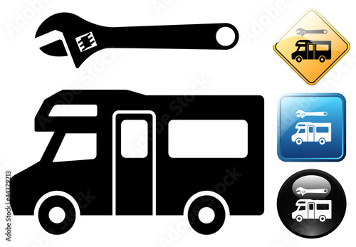Autocaravan repair pictogram and icons photo