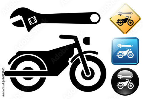 Motorcycle repair pictogram and icons