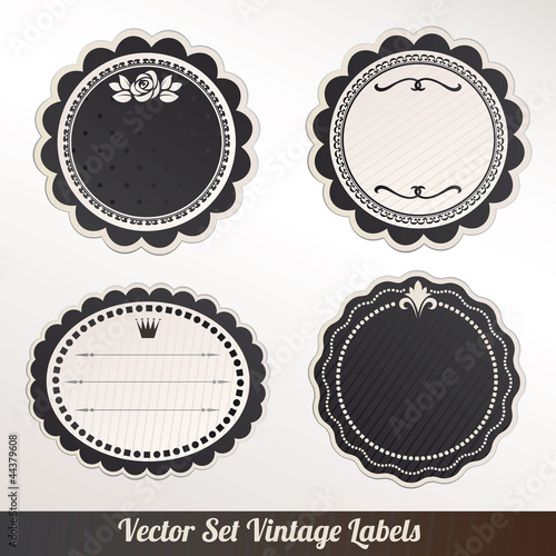 Vector Frame labels Set ornamental vintage decoration