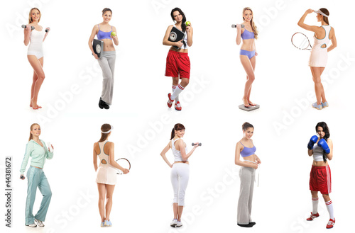 A collage of young women posing in different clothes and poses