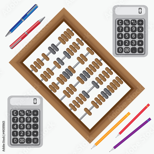 Abacus and calculators.