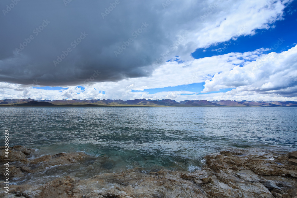 tibet namtso lake in cloudy day