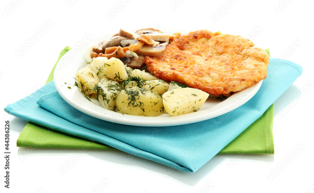 Roast chicken cutlet with boiled potatoes Roast chicken cutlet with boiled potatoes