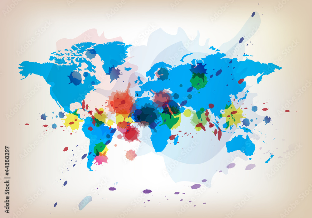 Fototapeta premium world map and watercolor