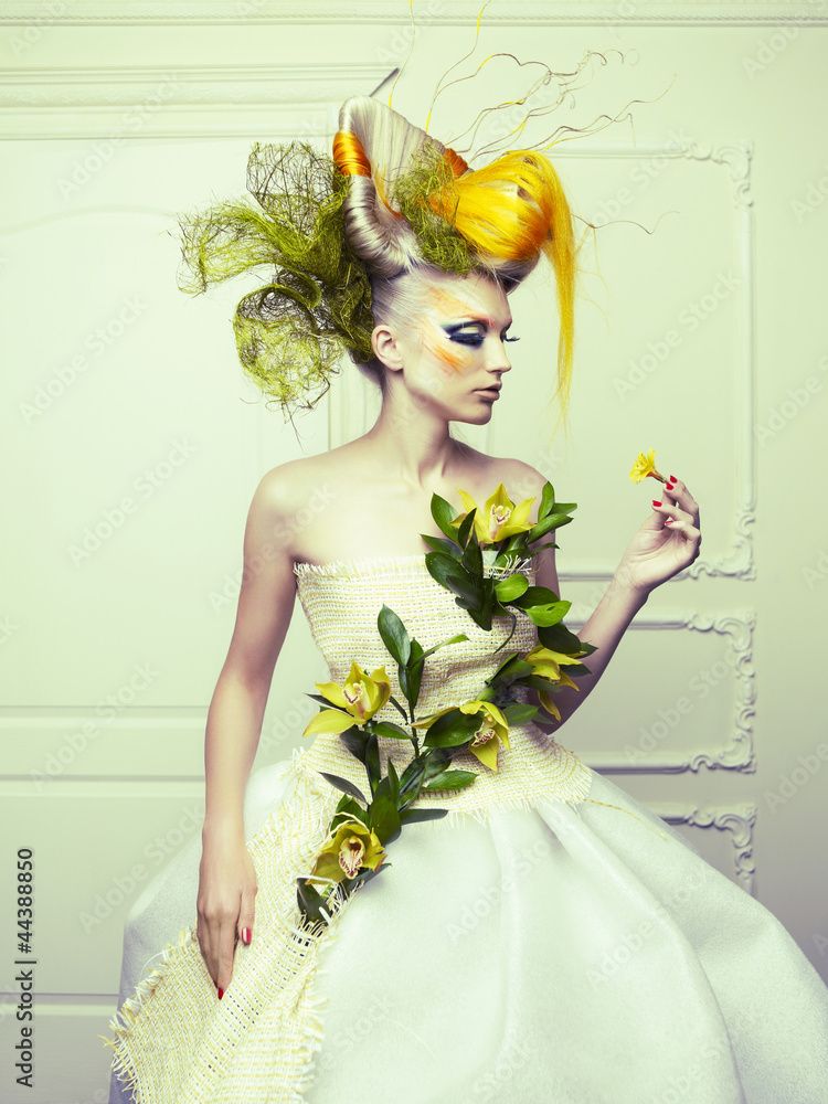 Naklejka premium Lady with avant-garde hair