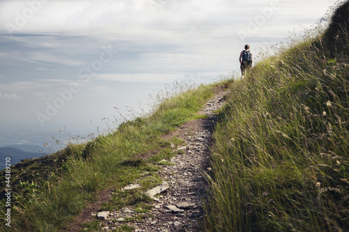 Woman on hiking path