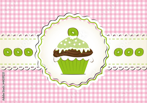 Cupcake mit Schokolade und Kiwi