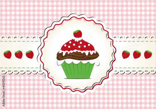 Cupcake mit Schokolade und Erdbeeren