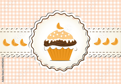 Cupcake mit Schokolade und Mandarine