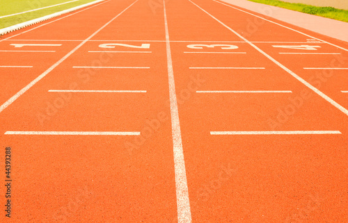 Finish line in tartan athletic track