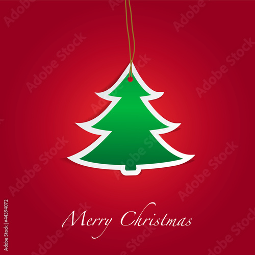 Christmas Tree on red background