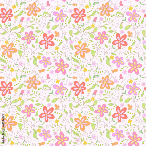 seamless pink floral background with butterfly