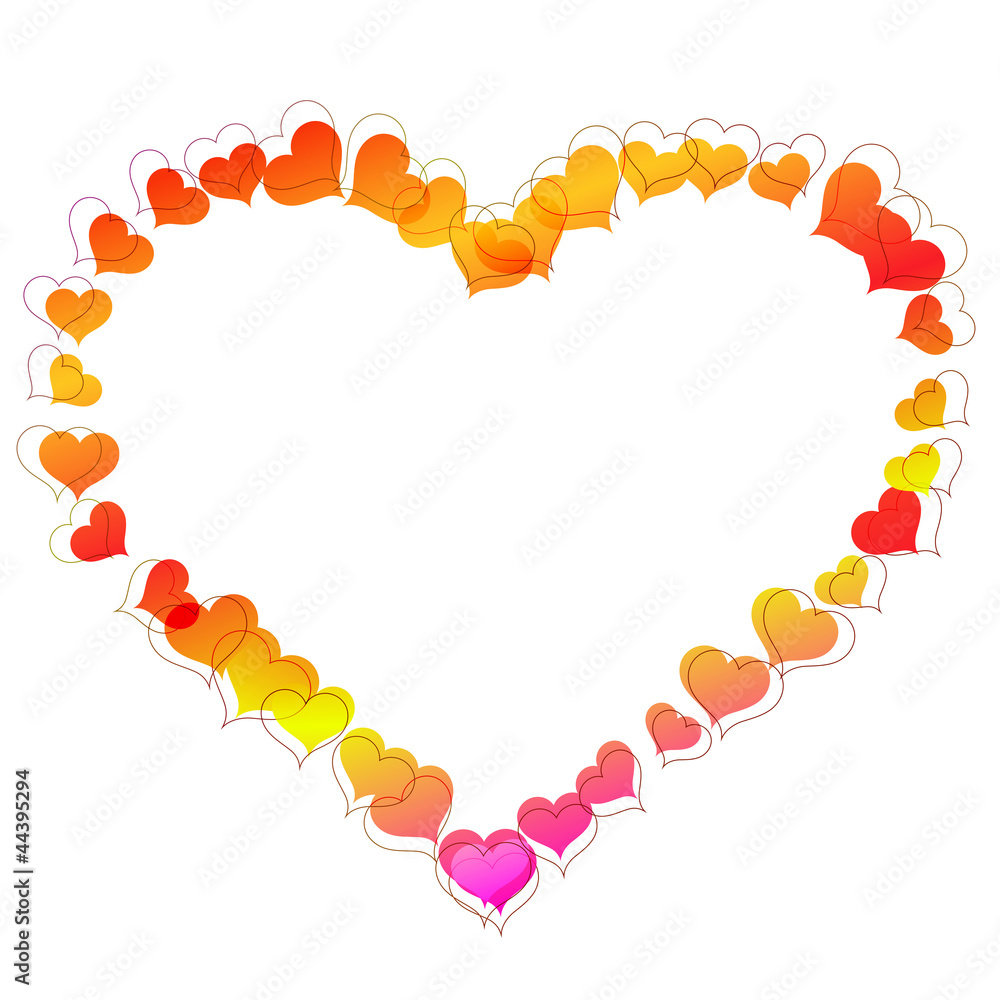 Heart shaped frame made of small heart shapes. Heart shaped frame made of small heart shapes.