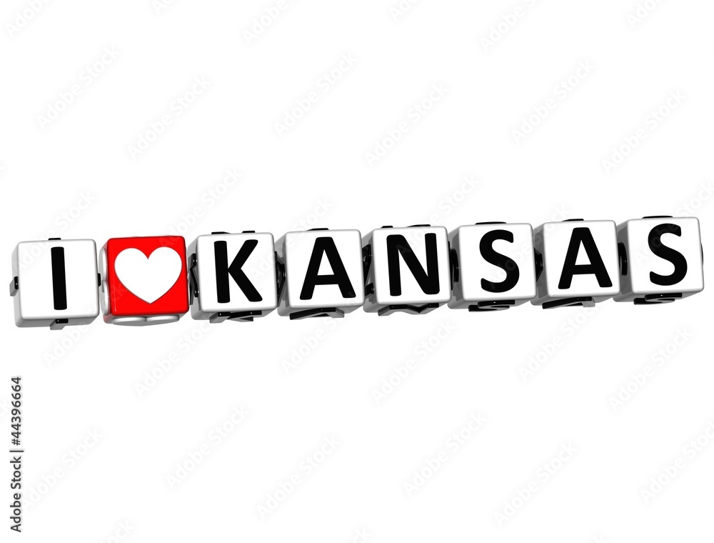3D I Love Kansas Button Click Here Block Text 3D I Love Kansas Button Click Here Block Text