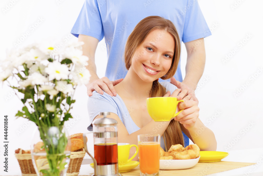 Beautiful young woman drinking tea Beautiful young woman drinking tea
