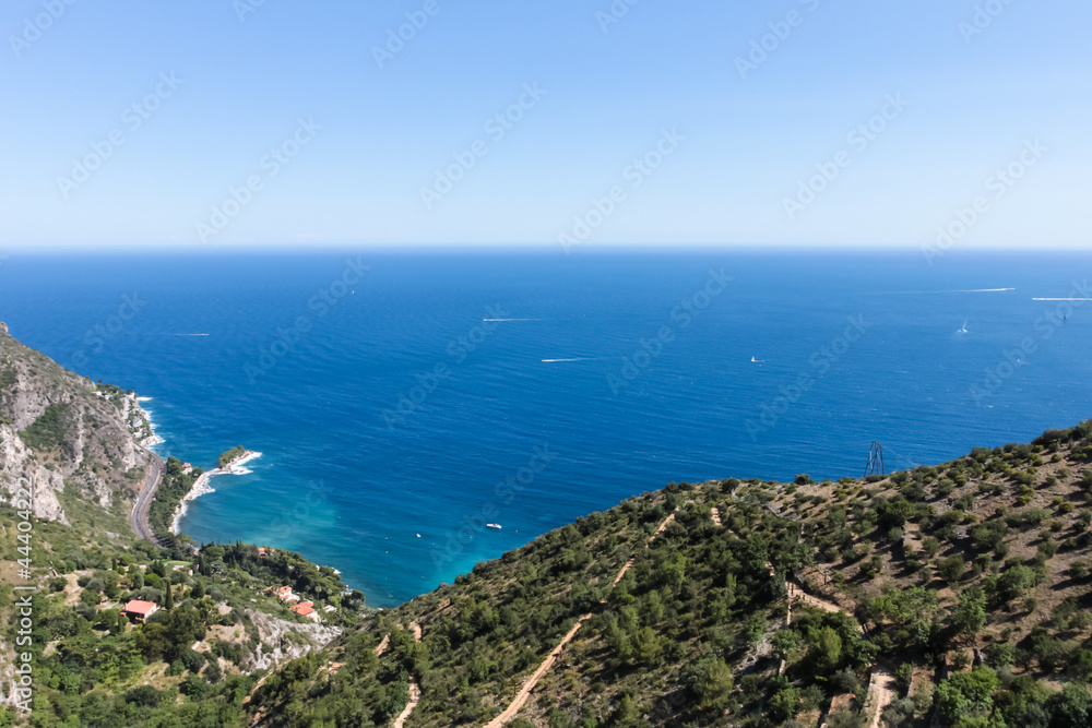 French Riviera with windy mountain road