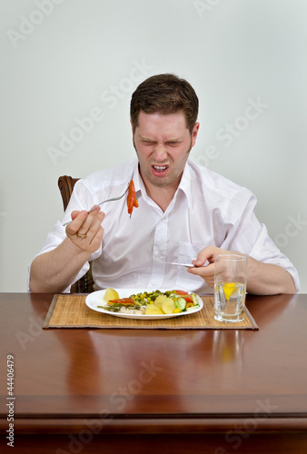Man is disappointed with his dish