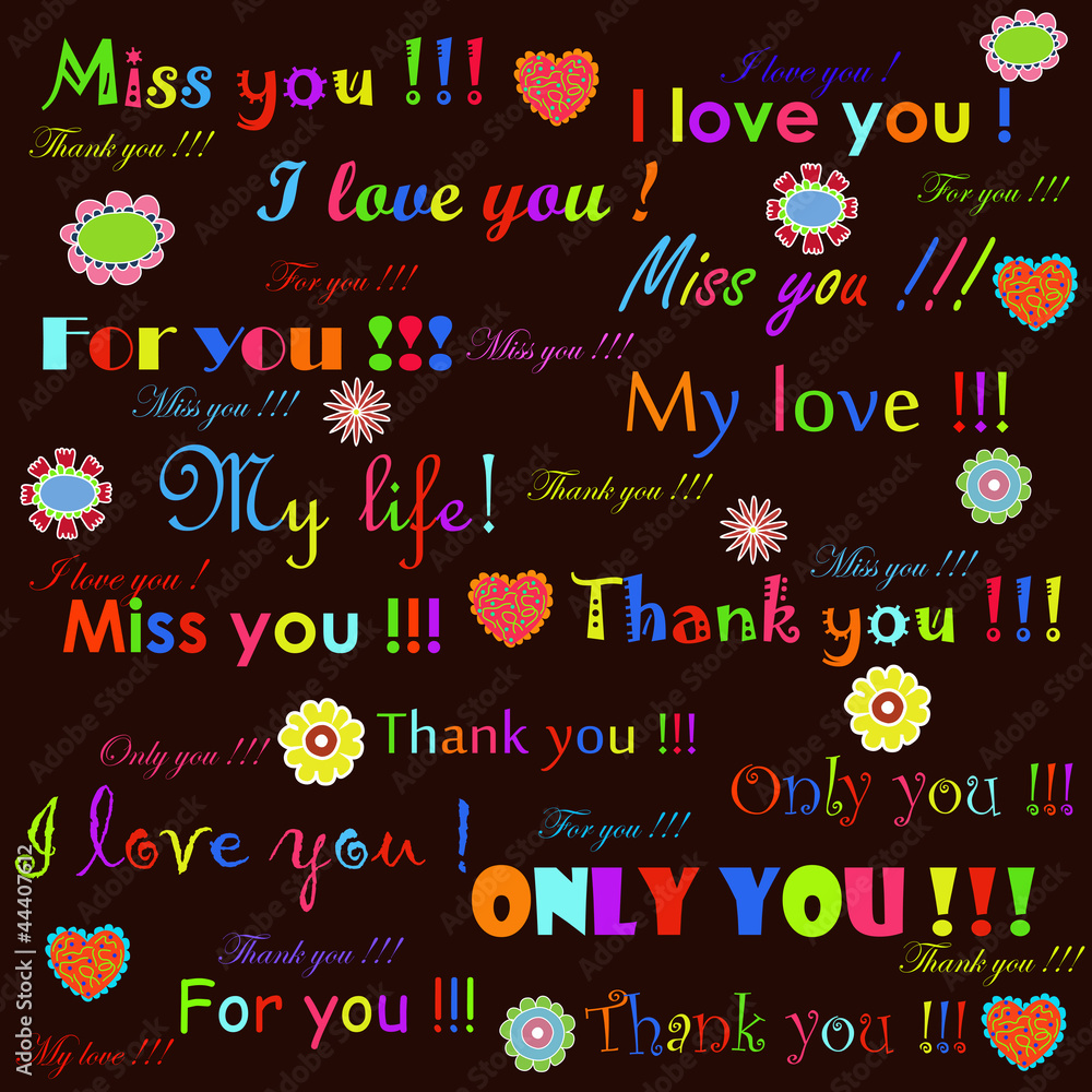 Fototapeta premium Beautiful multi-colored card with a declaration of love