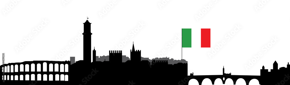 verona skyline with flag