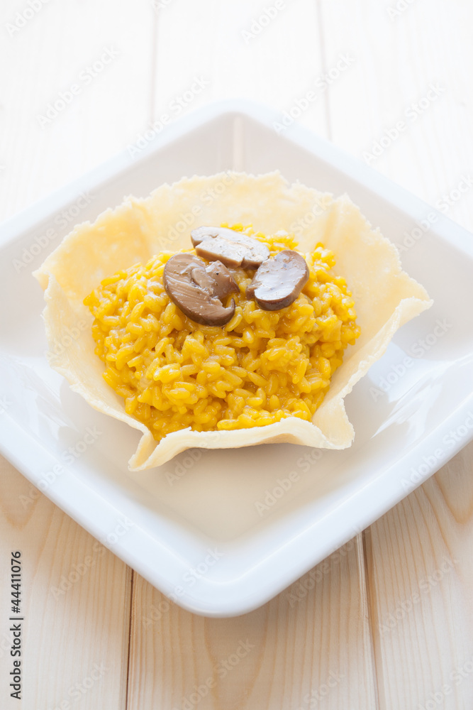 Saffron and mushroom risotto Saffron and mushroom risotto