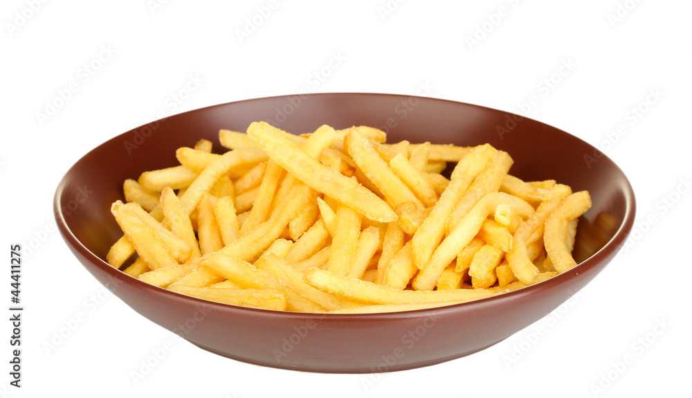 Potatoes fries in the plate isolated on white Potatoes fries in the plate isolated on white