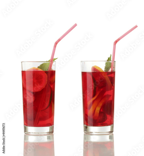 sangria in glasses, isolated on white