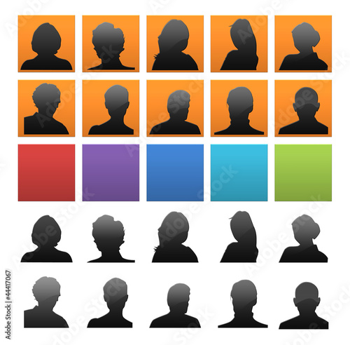 Set di icone colorate con silhouette di persone
