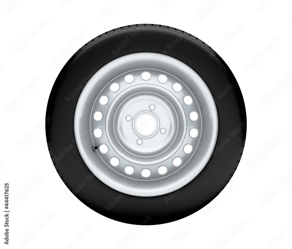 Beautiful car wheel on white background, no shadow Beautiful car wheel on white background, no shadow