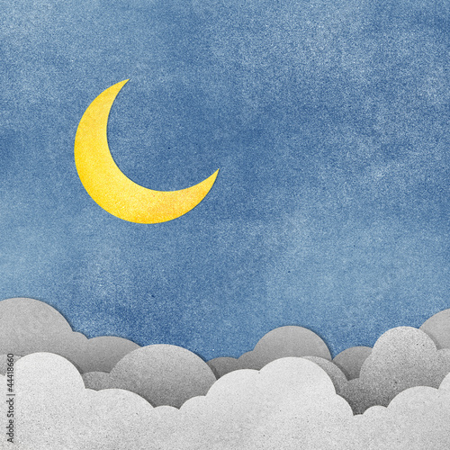 Grunge paper texture moon in the night