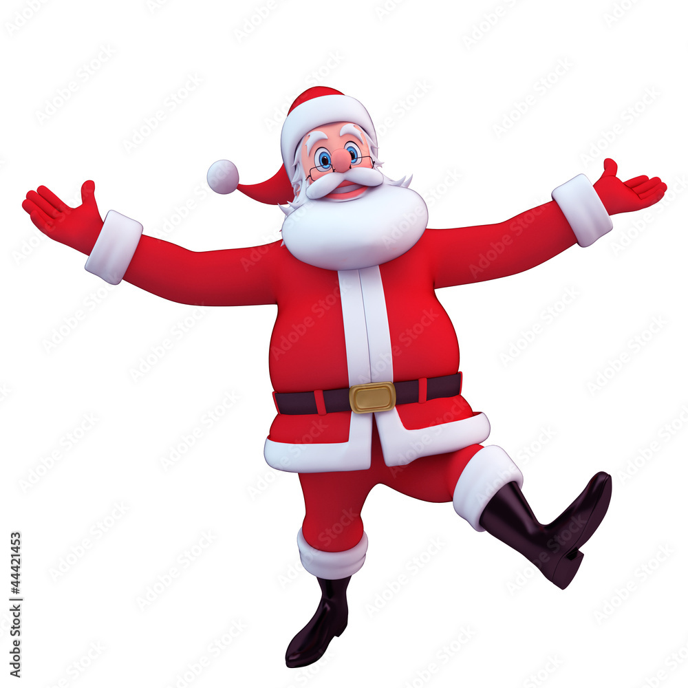 3d art illustrtion of happyly jumping santa 3d art illustrtion of happyly jumping santa