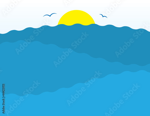Water ripples and sun scene