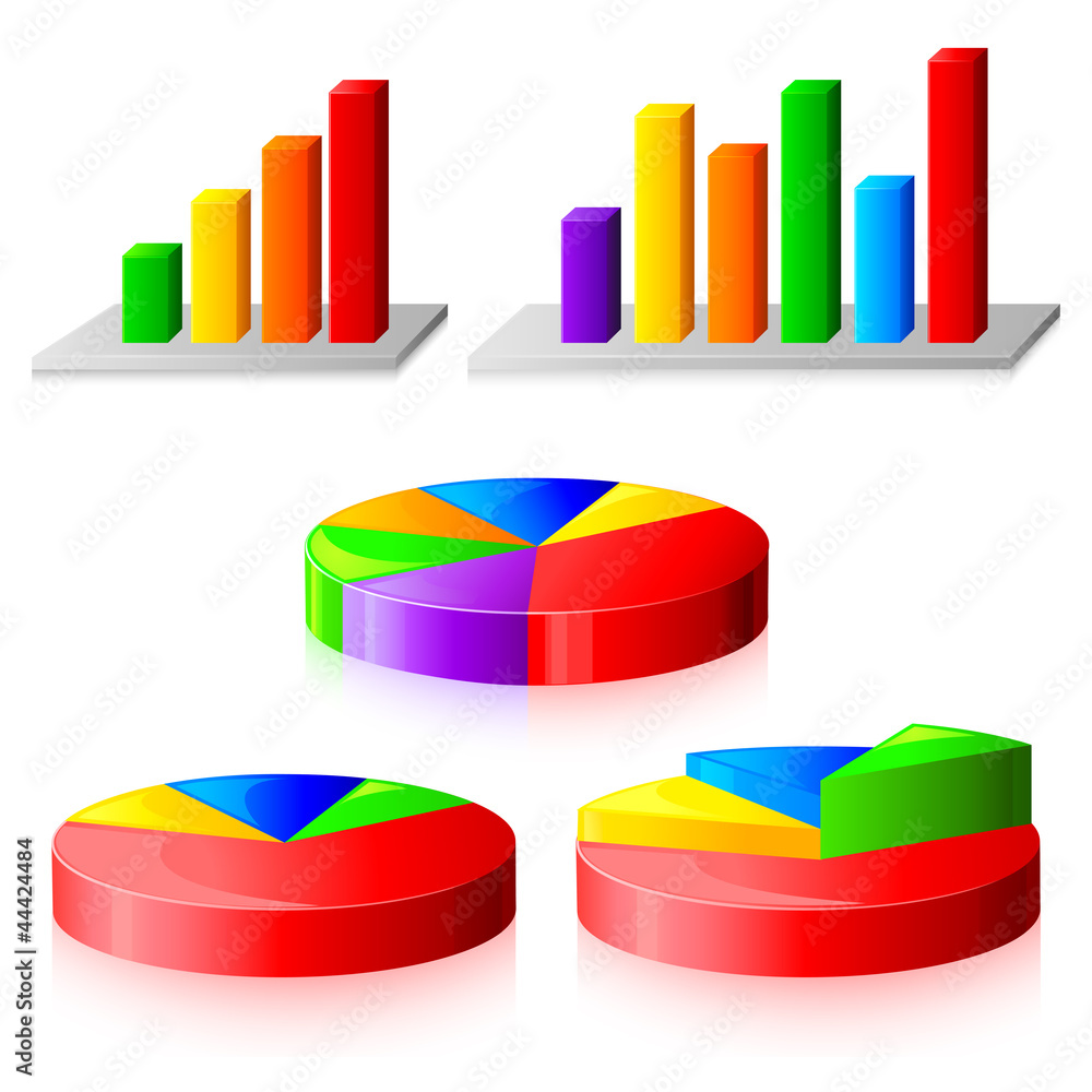 Obraz premium vector illustration of different colorful business graph