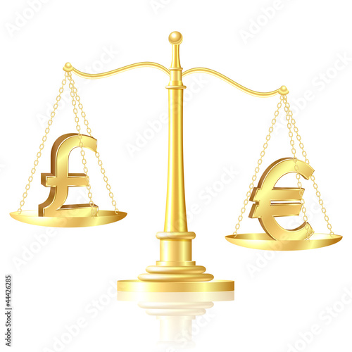 Euro outweighs pound sterling on scales.