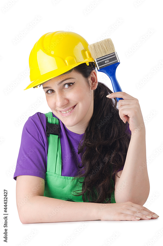 Woman painter isolated on the white Woman painter isolated on the white