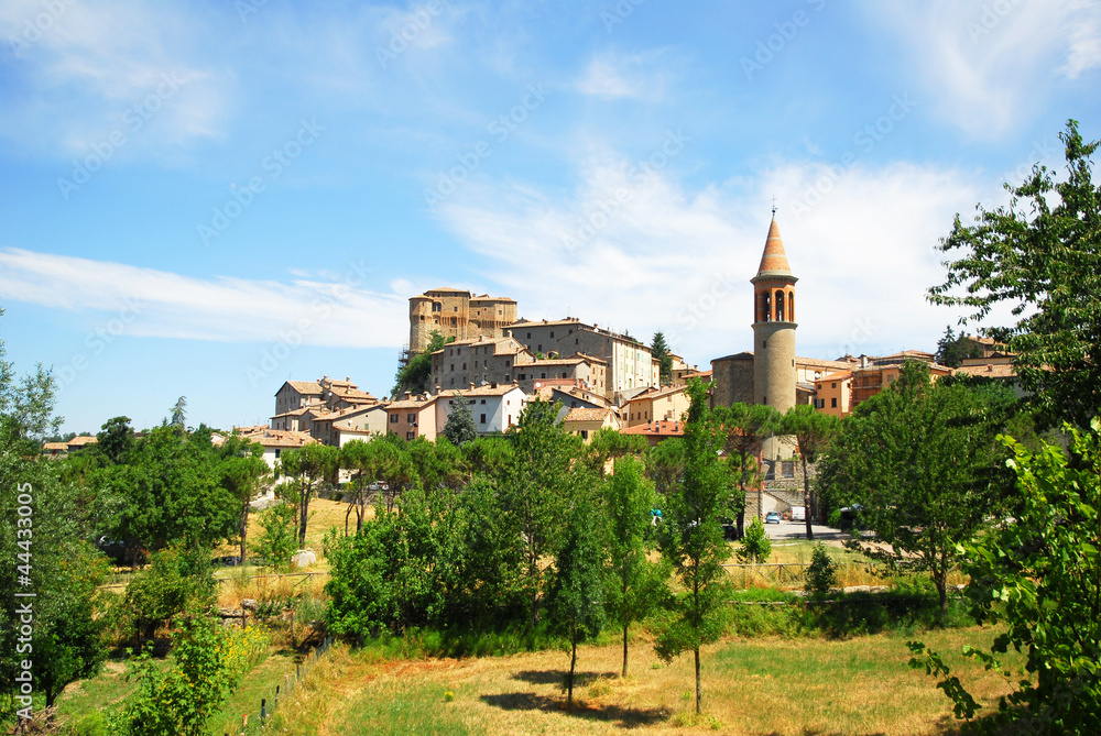 Fototapeta premium Agata-Feltria Fragoso fortress and village overview