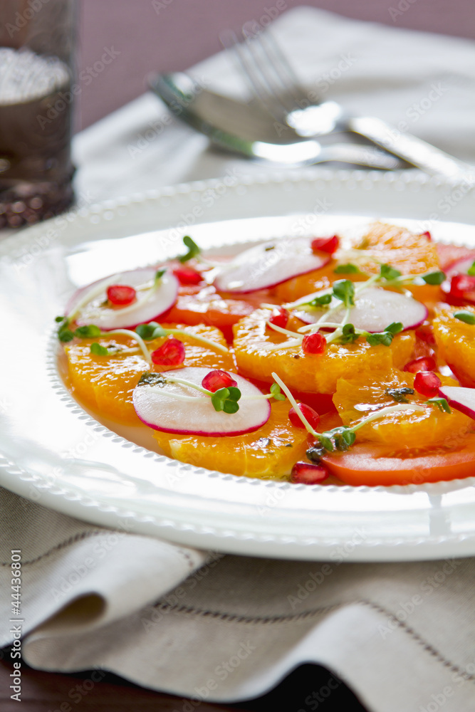 Orange,Pomegranate and tomato salad