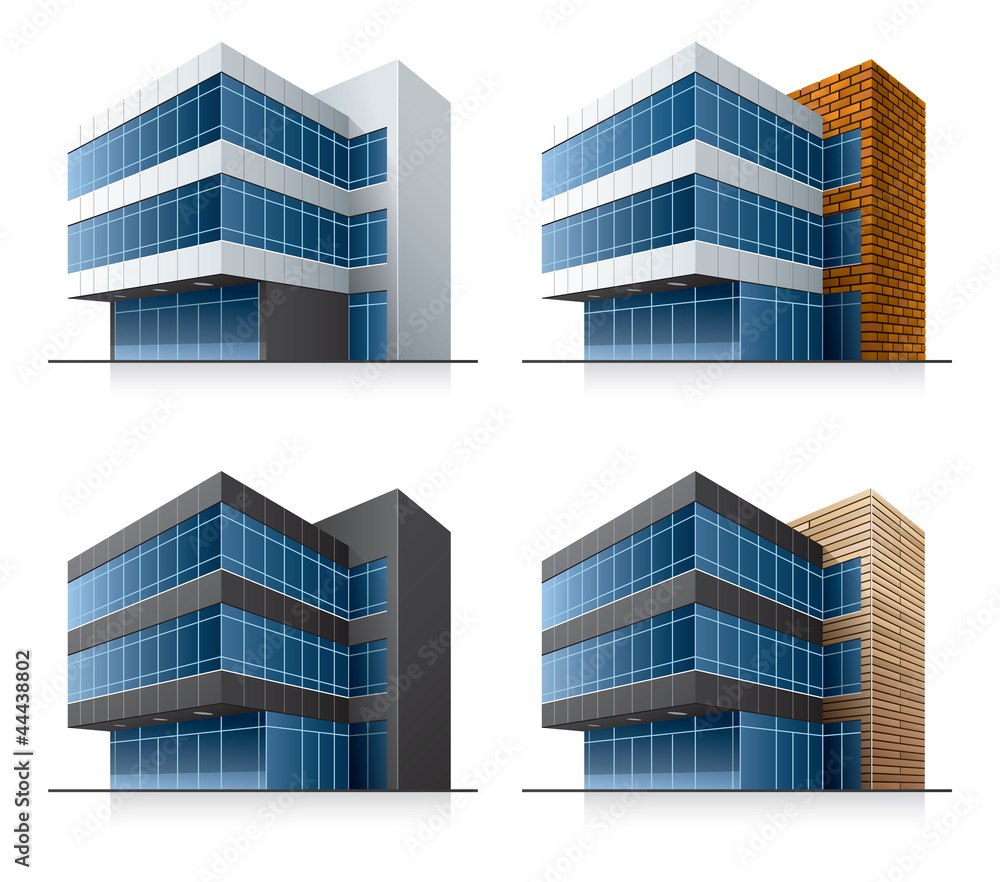 Four vector office buildings. EPS10 vector file.