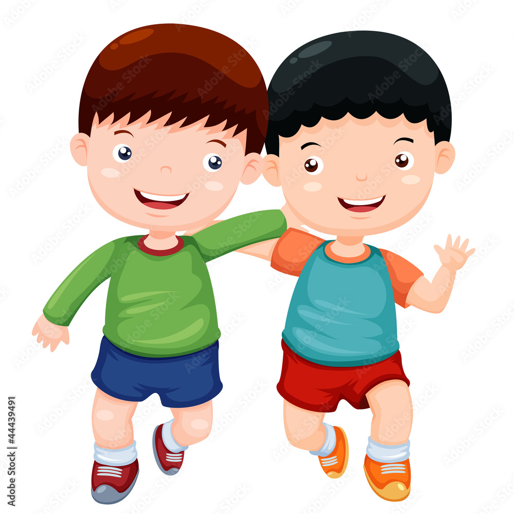 Illustration two boys have fun vector Illustration two boys have fun vector