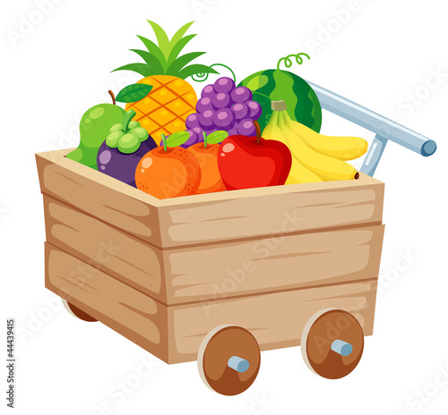 Fruits on Wood trolley illustration